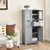 4 Door Freee-Standing Bathroom Cabinet with 2 Drawers and Glass Doors-Gray - Color: Gray D681-JV10643GR