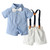 Color: Light Blue, Size: 130cm - Boys' Short-Sleeved Shirt And Shorts, Girls' Dresses And Sun Hats Q119-CJNT107267914NM