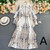 style: A, Size: L - Printed Dress, Lapel, Puff Sleeves, Loose Tie, Thin, Fairy Style Holiday Skirt Q119-CJLY118901402BY