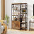 Double Wide 8-Tier Bookshelf with 2-Door Cabinet for Living Room Home Office-Rustic Brown B593-JV12058