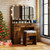 Vanity Desk Makeup Table with Stool 3-Color Lights and Charging Station-Rustic Brown B593-HU11089US+