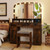 Vanity Desk Makeup Table with Stool 3-Color Lights and Charging Station-Rustic Brown B593-HU11089US+