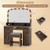 Vanity Desk Makeup Table with Stool 3-Color Lights and Charging Station-Rustic Brown B593-HU11089US+