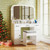 Vanity Desk Makeup Table with Stool 3-Color Lights and Charging Station-Rustic Brown B593-HU11089US+