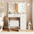 Vanity Desk with Mirror and Lights Makeup Dressing Table with Power Outlets-White - Color: White D681-JV13117WH