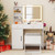 Vanity Dressing Table and Chair Set with Mirror and Lights-White - Color: White D681-HU10935US-WH+