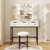 Bedroom Makeup Vanity Desk with Hollywood Mirror and Lights-White B593-HU10895US