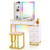 Vanity Table Set with RGB LED Lights and Wireless Charging Station-White - Color: White D681-HU10617US-WH