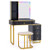 Vanity Table Set with RGB LED Lights and Wireless Charging Station-Black - Color: Black D681-HU10617US-BK