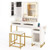 Makeup Vanity Desk Dressing Table and Stool Set with Lighted Mirror-White - Color: White D681-HU10854US-WH