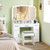 Vanity Desk Makeup Table with Stool 3-Color Lights and Charging Station-White - Color: White D681-HU11089US-WH+