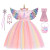 Color: Khaki, Kid Size: 5 - Kids Unicorn Dress for Girls Party Dresses Flower Appliques Ball Gown L F640-12000029057838038
