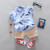 Color: Yellow, Kid Size: newborn - 0-3 Year Old Baby Summer Feather Print Shirt Short Sleeve Suit F640-12000033989631785