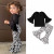 Color: black, Kid Size: 2T - 2pcs Baby Girl Clothes Sets Black Pullover Top + Leopard Print Bell-Bo F640-12000039884675342