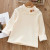 Color: Beige, Kid Size: 4T - 1pcs Children's T-Shirts Flower Decoration Velvet warm top Kids Half H F640-12000044586607632
