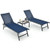 3 Pieces Patio Chaise Lounge Chair and Table Set for Poolside Yard-Navy - Color: Navy D681-NP11119NY