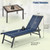 3 Pieces Patio Chaise Lounge Chair and Table Set for Poolside Yard-Navy - Color: Navy D681-NP11119NY