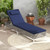 Patio Chaise Lounge Chair with 6-Level Adjustable Backrest and Headrest for Poolside-Navy - Color:  D681-HW74071NY-1