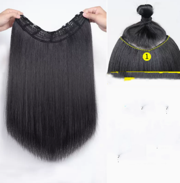Color: Black, Size: 50cm - Women's Long Straight Hair Hairpiece  Without Mark Q119-CJJF166822302BY