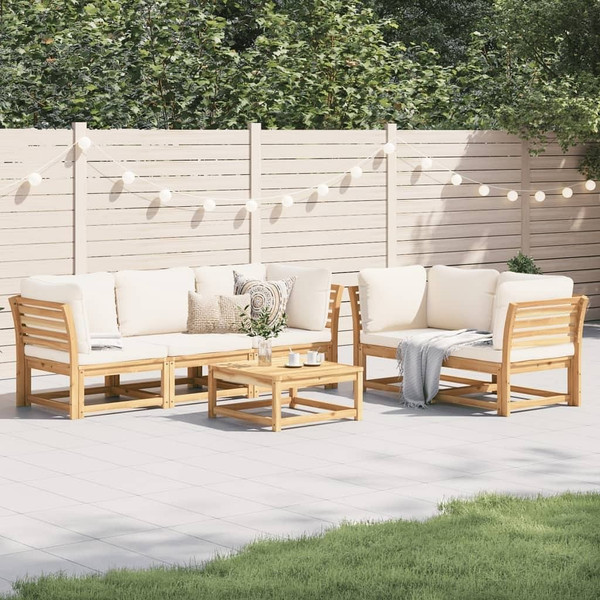  Garden Lounge Set Cream White, Acacia Wood A949-3214293
