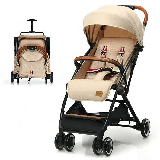 Lightweight Aluminium Frame Baby Stroller with Net-Beige - Color: Beige D681-BB5624BE