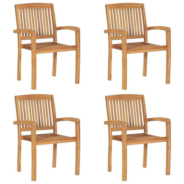  Garden Chair Set of 4 Solid Teak Wood Fine sanded teak hardwood A949-3073211