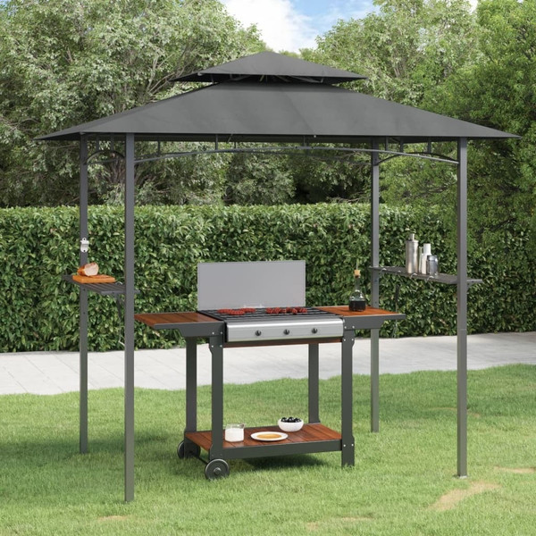 BBQ Gazebo with Side Shelves Anthracite 94.5"x59.1"x95.7" Steel A949-360140