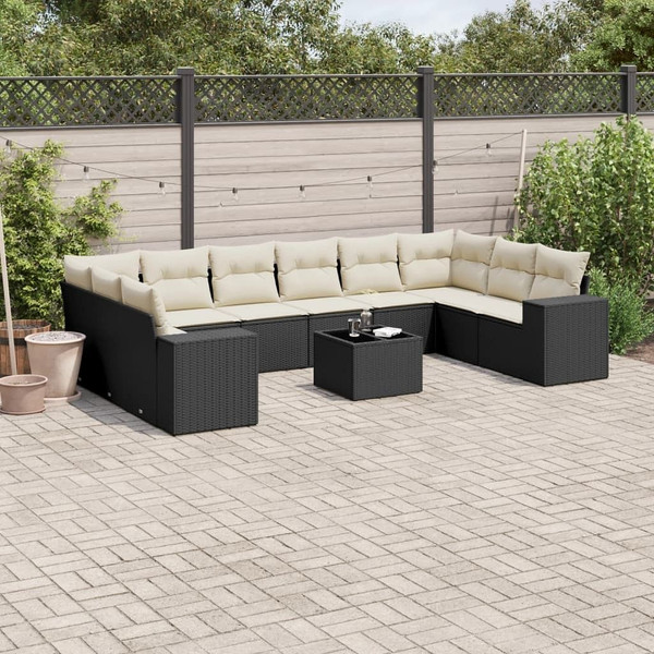  Garden Sofa Set Black PE Rattan Large Modular Garden Sofa Set A949-3223075
