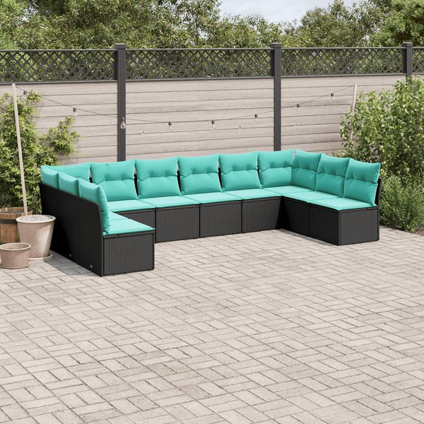  Garden Sofa Set Black PE Rattan Large Adjustable Feet A949-3218087