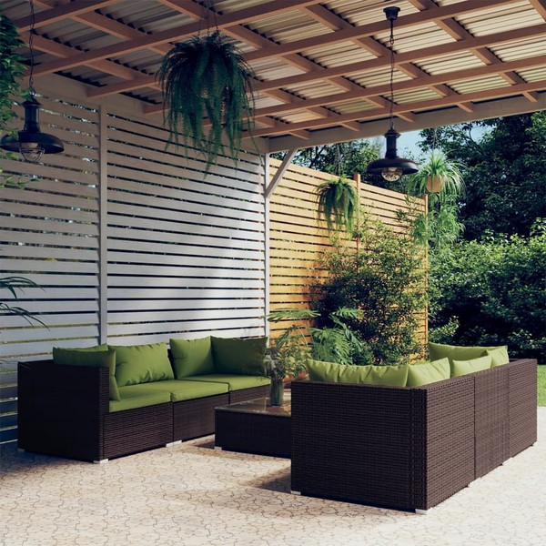  Garden Lounge Set Brown with Green cushions A949-3101500