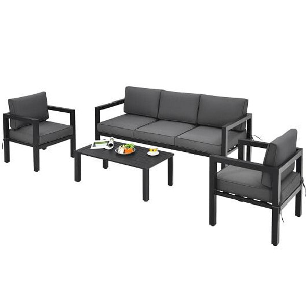 4 Pieces Outdoor Furniture Set for Backyard and Poolside-Gray B593-NP10109WL