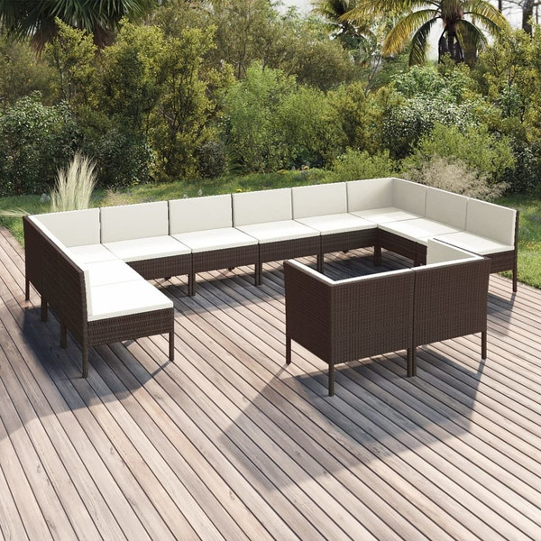  Garden Lounge Set Brown and Cream White A949-3094623