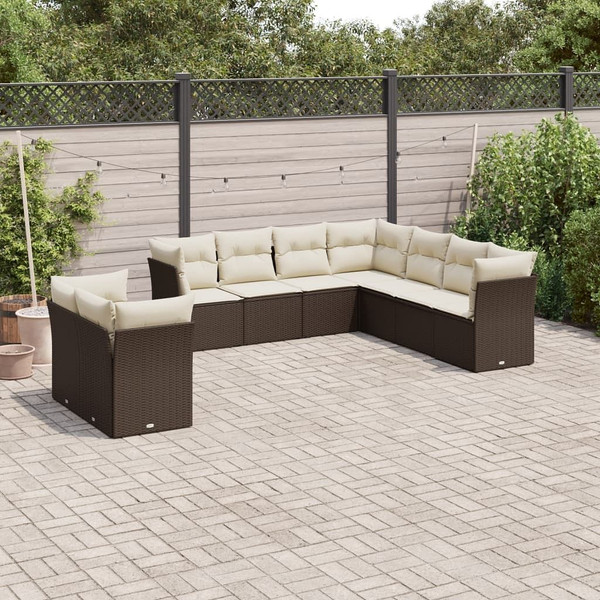  Garden Sofa Set Brown PE rattan Large Adjustable Feet A949-3217843