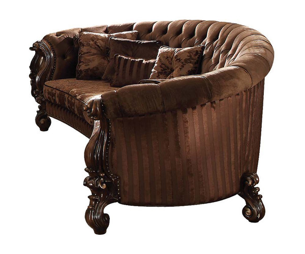 55" Brown Velvet Curved Sofa And Toss Pillows N270-348227