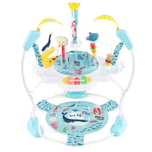 Baby Activity Center Height Adjustable Baby Bouncing Saucer with Interactive Toys-Light Blue - Colo D681-BC10198NY