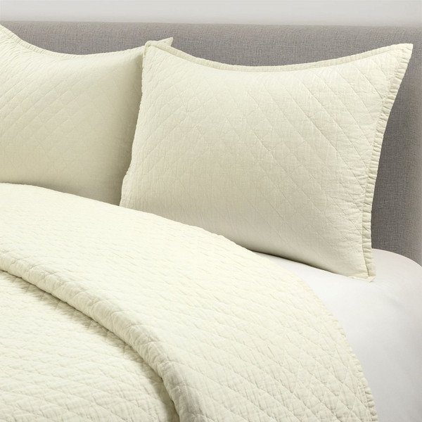 Full/Queen Lightweight Cotton Linen Ivory Textured Reversible 3-Piece Quilt Set Q280-IVLDS6544
