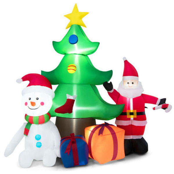 7.2 Feet Inflatable Lighted Christmas Decoration Tree with Santa Claus B593-CM24022US