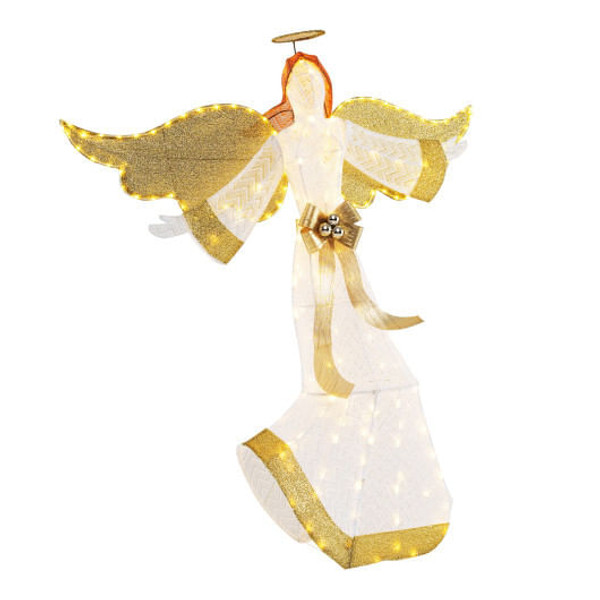 5.2 Feet Christmas Pre-Lit Angel with Halo Wings and 180 Warm White LED Lights - Color: White D681-CM24771US