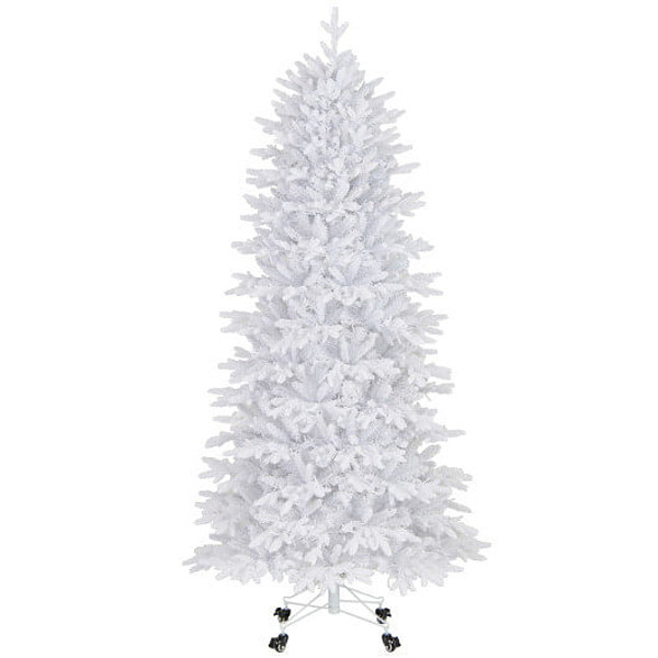 7 FT Artificial Xmas Tree with 1880 PE PVC Branch Tips for Party and Carnival - Color: White - Size D681-CM25073US