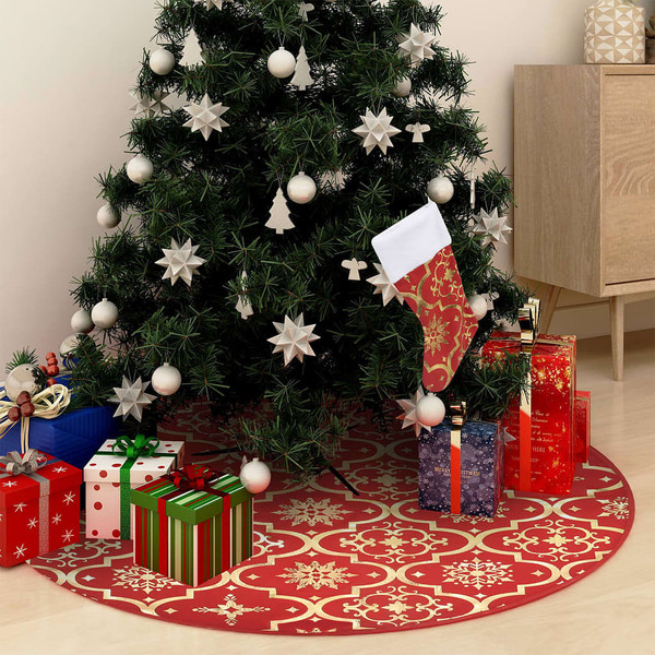  Christmas Tree Skirt Red 100% polyester Large Foldable A949-330275