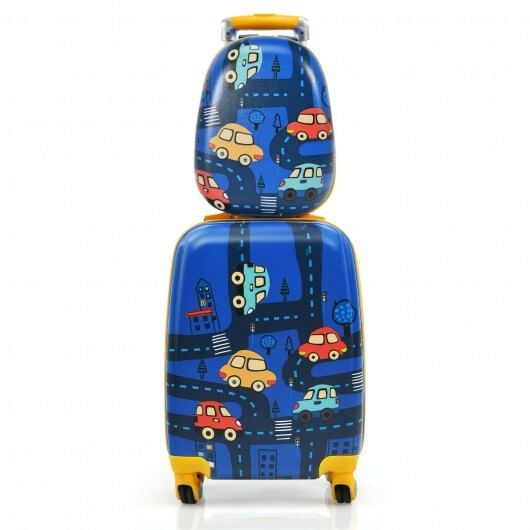 2 Pieces Kids Luggage Set with Backpack and Suitcase for Travel - Color: Blue D681-BN10001