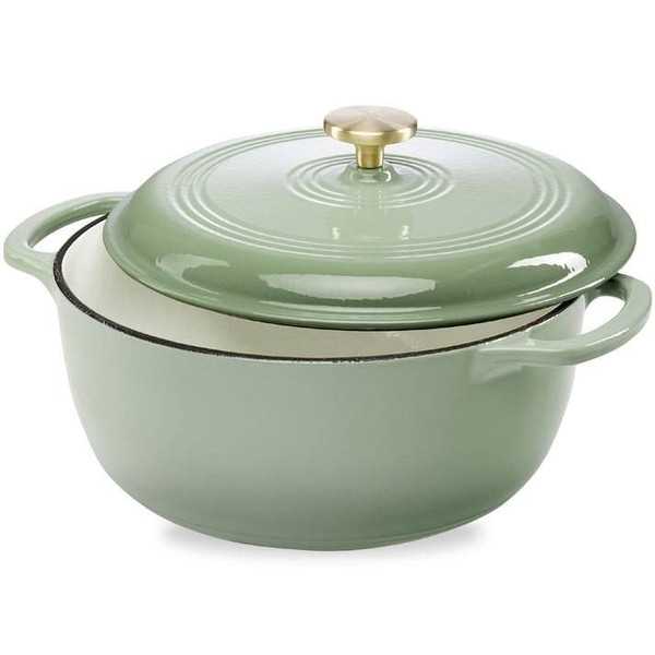 6 Quart Large Sage Green Enamel Cast-Iron Dutch Oven Kitchen Cookware Q280-SARGE325441