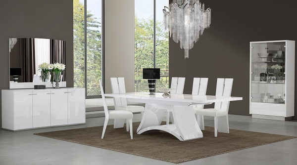 Seven Piece White Dining Set with Six Chairs N270-366268