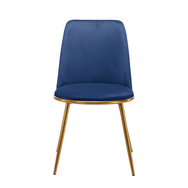 Blue And Gold Velvet and Metal Dining Side Chair N270-521275