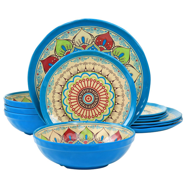 Elama Camilla 12 Piece Melamine Dinnerware Set D970-EL-CAMILLA
