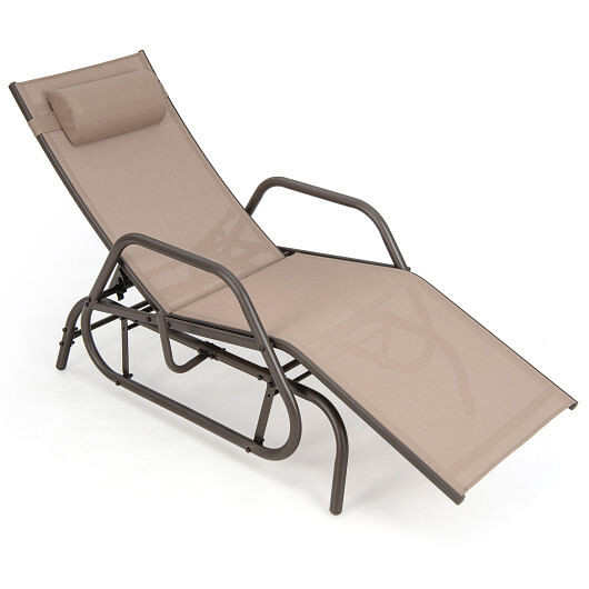 Outdoor Chaise Lounge Glider Chair with Armrests and Pillow-Rustic Brown - Color: Rustic Brown D681-NP11031CF