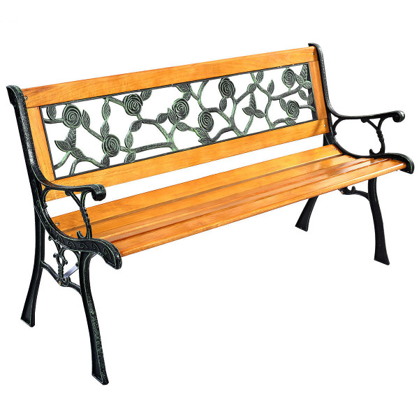 49 1/2 Inch Patio Park Garden Porch Chair Bench - Color: Brown D681-OP2784