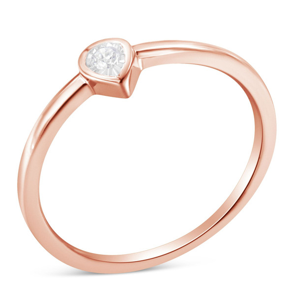 14K Rose Gold Plated .925 Sterling Silver 1/20 Carat Diamond Teardrop Pear-Shaped Miracle Set Petit N162-015703R800