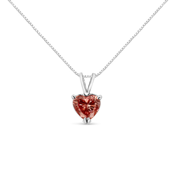 IGI Certified 14K White Gold Martini Set 1.00 Cttw Lab Grown Pink Heart Diamond Solitaire 18" Penda N162-84-7776WLP