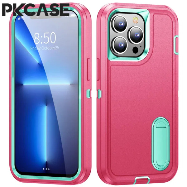 Color: Brown, Material: Nylon - PKCASE Shockproof Case For iPhone 13 Mini 12 11 Pro Max 6 7 8 Plus  F640-12000027772639212